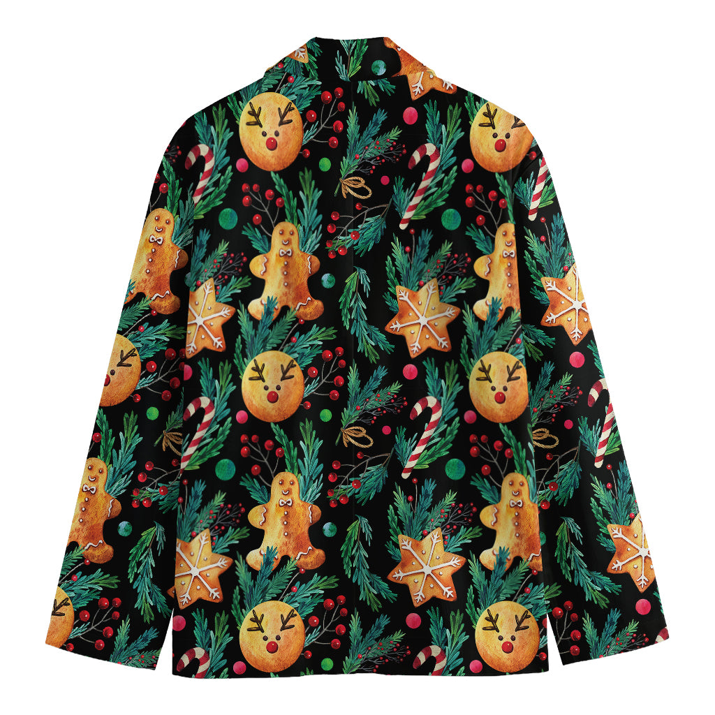 Watercolor Gingerbread Pattern Print Men's Cotton Blazer