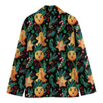 Watercolor Gingerbread Pattern Print Men's Cotton Blazer