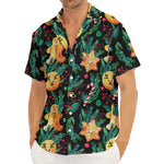 Watercolor Gingerbread Pattern Print Men's Deep V-Neck Shirt