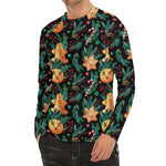Watercolor Gingerbread Pattern Print Men's Long Sleeve Rash Guard