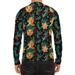 Watercolor Gingerbread Pattern Print Men's Long Sleeve Rash Guard