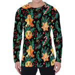 Watercolor Gingerbread Pattern Print Men's Long Sleeve T-Shirt