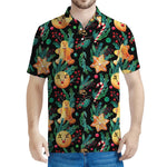 Watercolor Gingerbread Pattern Print Men's Polo Shirt