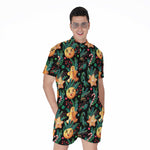 Watercolor Gingerbread Pattern Print Men's Rompers