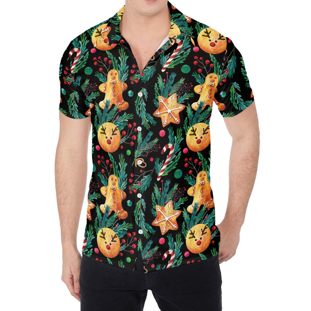 Watercolor Gingerbread Pattern Print Men's Shirt