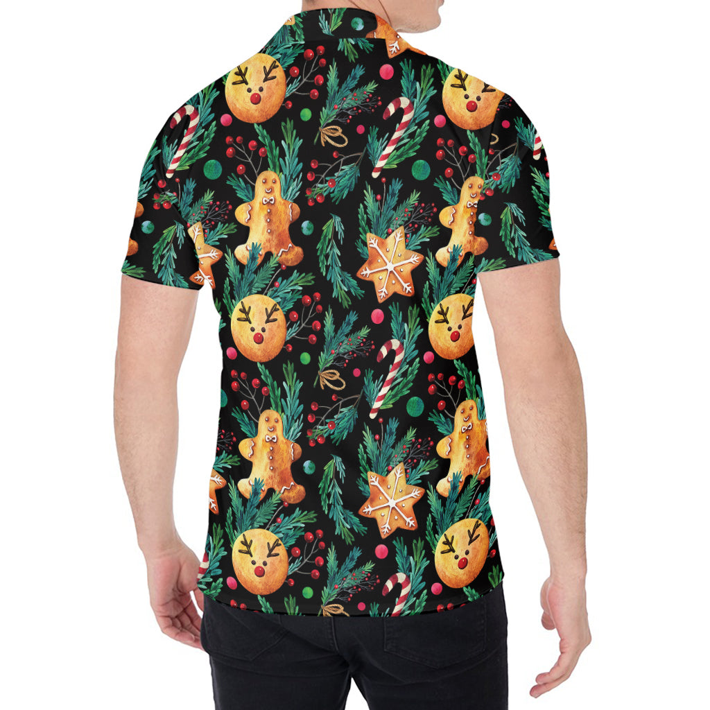 Watercolor Gingerbread Pattern Print Men's Shirt