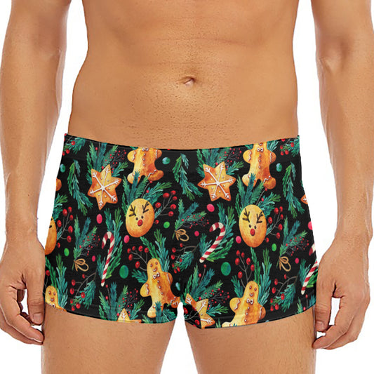 Watercolor Gingerbread Pattern Print Men's Short Boxer Briefs