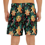 Watercolor Gingerbread Pattern Print Men's Split Running Shorts