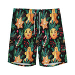 Watercolor Gingerbread Pattern Print Men's Sports Shorts