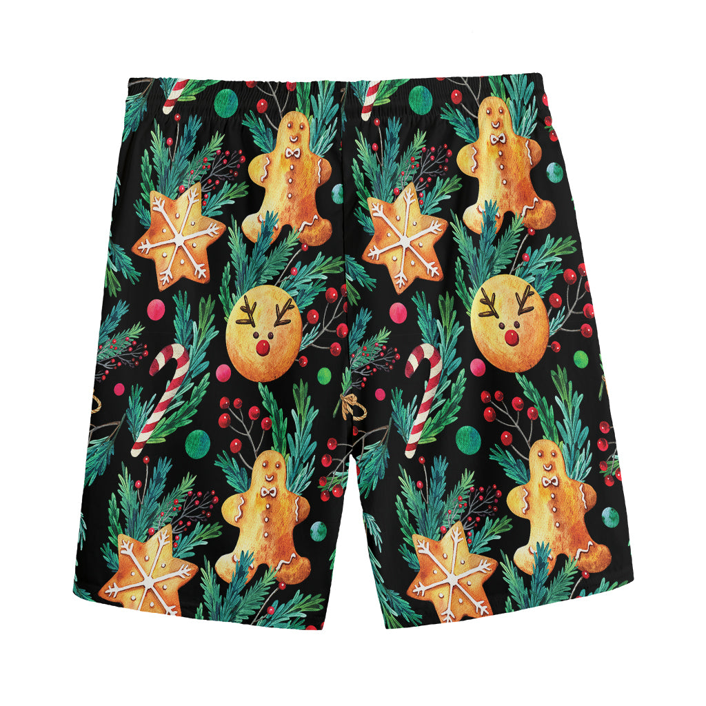 Watercolor Gingerbread Pattern Print Men's Sports Shorts