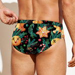 Watercolor Gingerbread Pattern Print Men's Swim Briefs