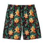 Watercolor Gingerbread Pattern Print Men's Swim Trunks