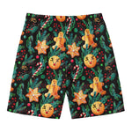 Watercolor Gingerbread Pattern Print Men's Swim Trunks