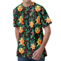 Watercolor Gingerbread Pattern Print Men's Velvet T-Shirt