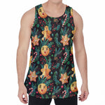 Watercolor Gingerbread Pattern Print Men's Velvet Tank Top