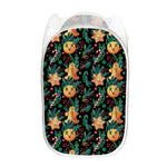 Watercolor Gingerbread Pattern Print Mesh Laundry Hamper