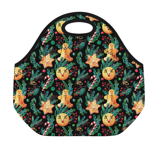 Watercolor Gingerbread Pattern Print Neoprene Lunch Bag