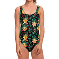 Watercolor Gingerbread Pattern Print One Piece Swimsuit