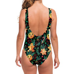 Watercolor Gingerbread Pattern Print One Piece Swimsuit