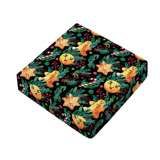 Watercolor Gingerbread Pattern Print Outdoor Seat Cushion Cover