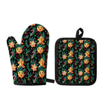 Watercolor Gingerbread Pattern Print Oven Mitt And Pot Holder Set