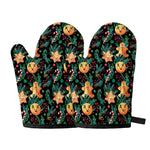Watercolor Gingerbread Pattern Print Oven Mitts