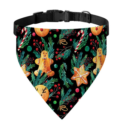 Watercolor Gingerbread Pattern Print Over The Collar Dog Bandana