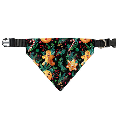 Watercolor Gingerbread Pattern Print Over The Collar Dog Bandana