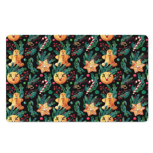 Watercolor Gingerbread Pattern Print Polyester Doormat