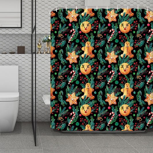Watercolor Gingerbread Pattern Print Polyester Shower Curtain