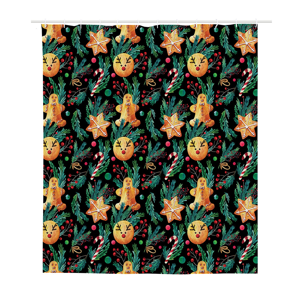 Watercolor Gingerbread Pattern Print Polyester Shower Curtain