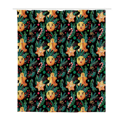 Watercolor Gingerbread Pattern Print Polyester Shower Curtain