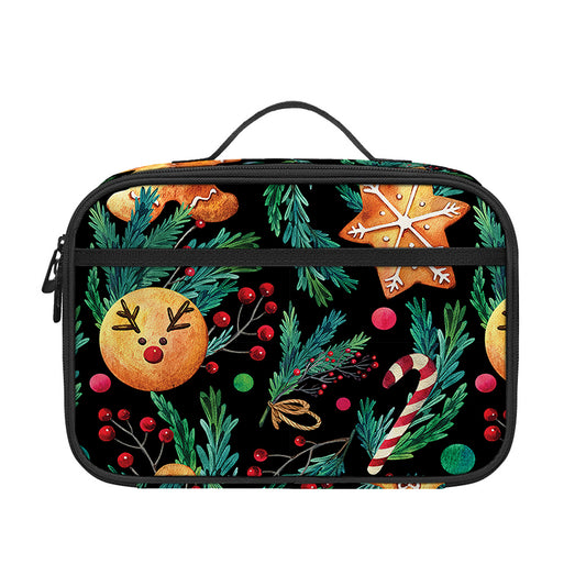 Watercolor Gingerbread Pattern Print Portable Lunch Bag