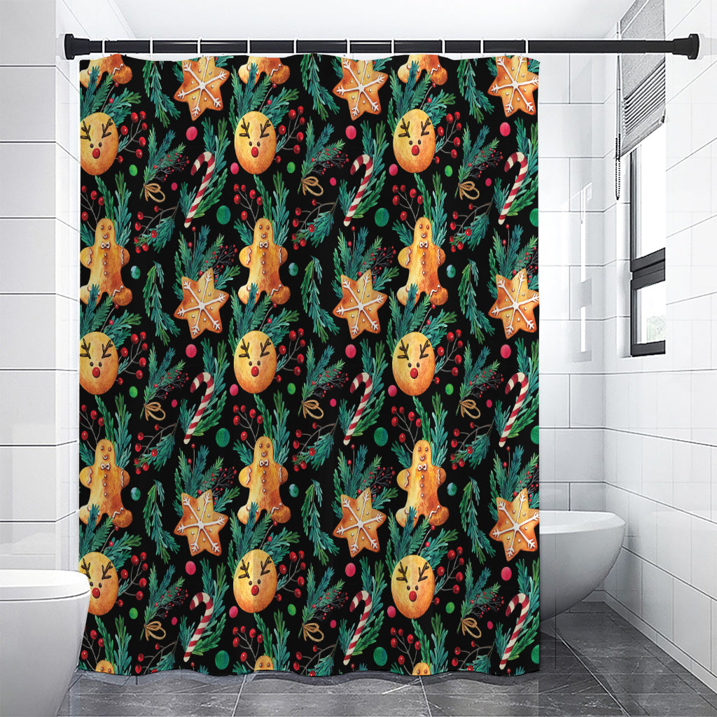 Watercolor Gingerbread Pattern Print Premium Shower Curtain