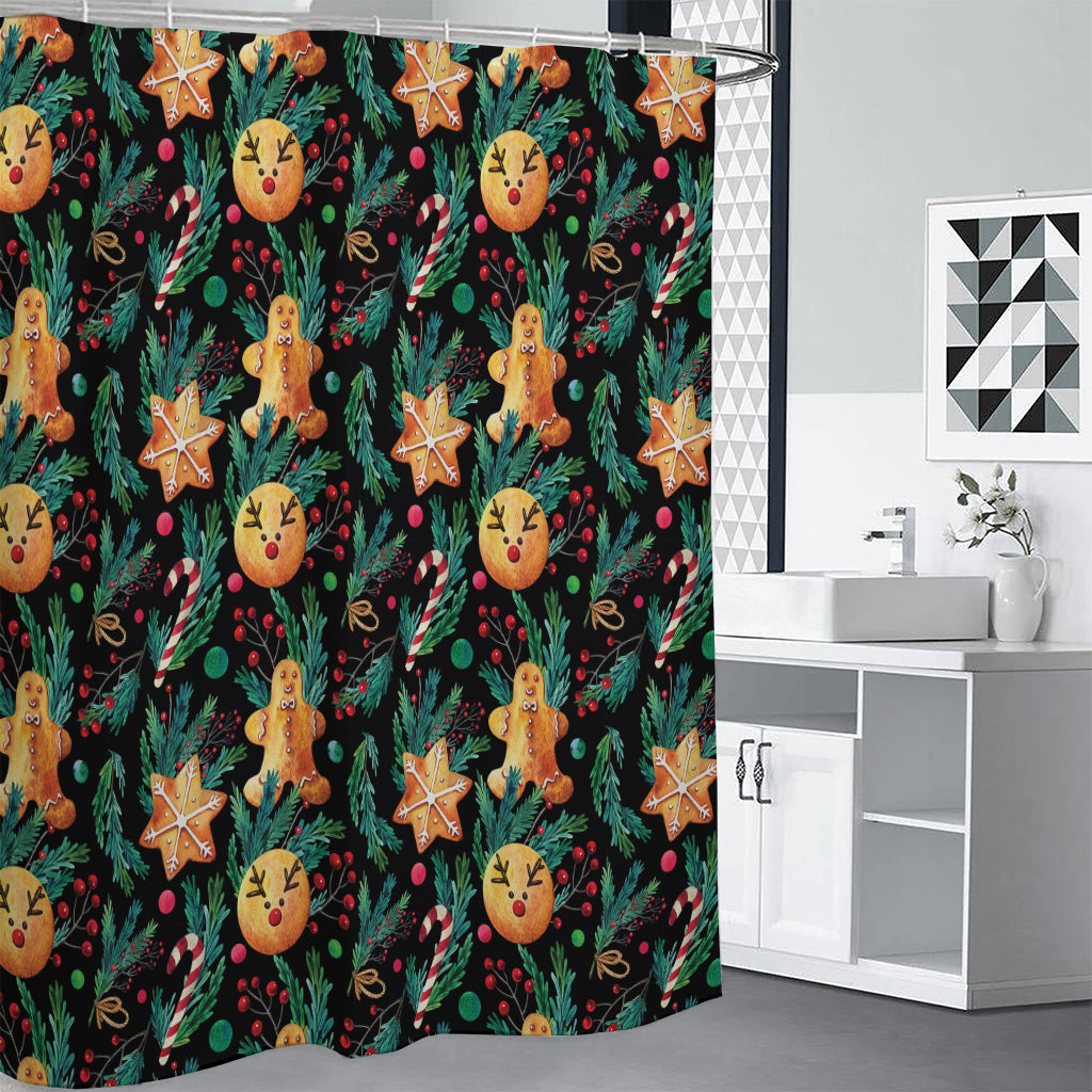 Watercolor Gingerbread Pattern Print Premium Shower Curtain