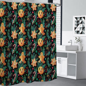 Watercolor Gingerbread Pattern Print Premium Shower Curtain