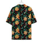 Watercolor Gingerbread Pattern Print Rayon Hawaiian Shirt