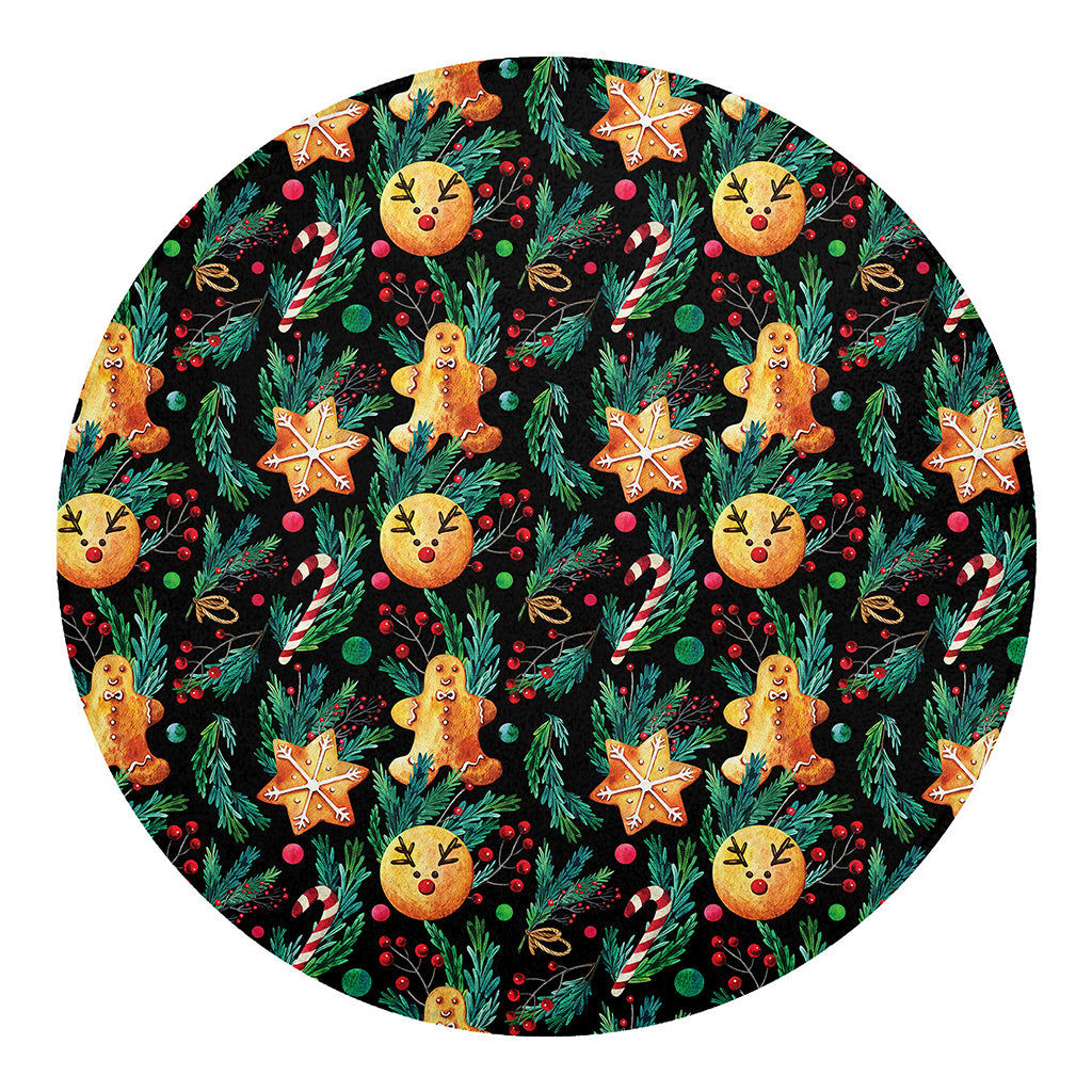 Watercolor Gingerbread Pattern Print Round Blanket