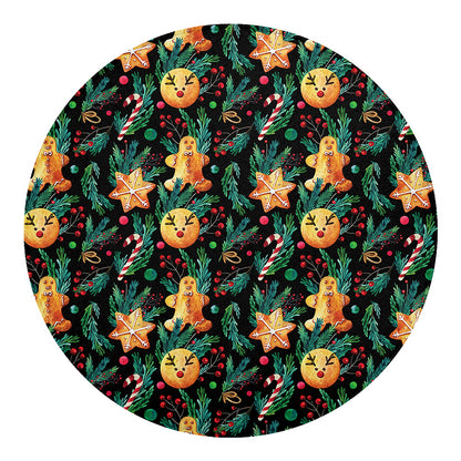 Watercolor Gingerbread Pattern Print Round Blanket
