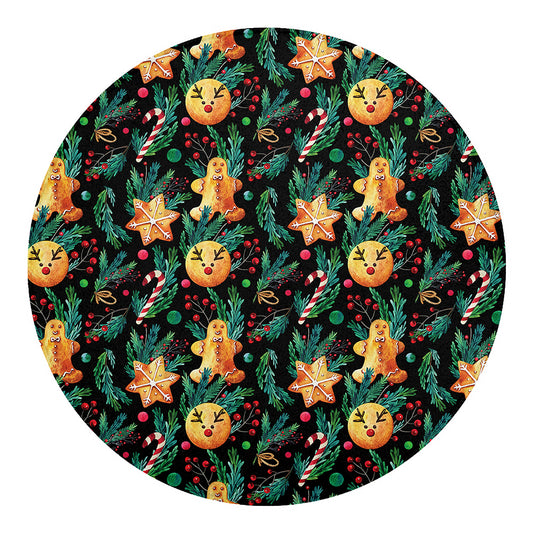Watercolor Gingerbread Pattern Print Round Blanket