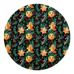 Watercolor Gingerbread Pattern Print Round Blanket