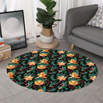 Watercolor Gingerbread Pattern Print Round Rug