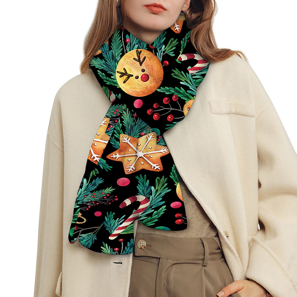 Watercolor Gingerbread Pattern Print Scarf