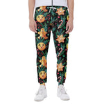 Watercolor Gingerbread Pattern Print Scuba Joggers