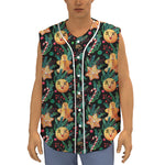 Watercolor Gingerbread Pattern Print Sleeveless Baseball Jersey