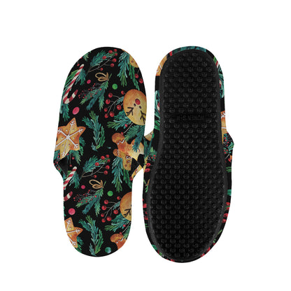 Watercolor Gingerbread Pattern Print Slippers