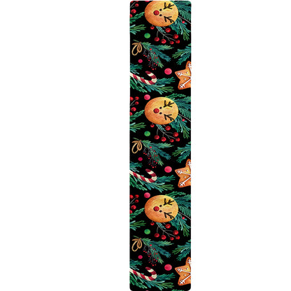 Watercolor Gingerbread Pattern Print Table Runner