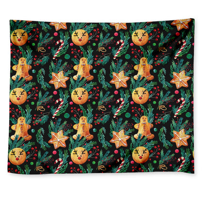 Watercolor Gingerbread Pattern Print Tapestry