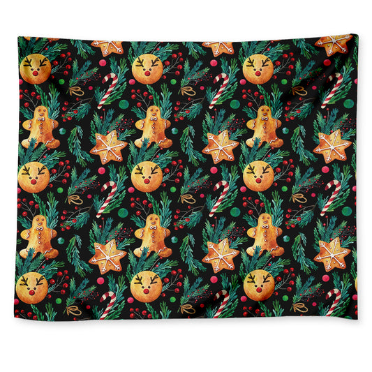 Watercolor Gingerbread Pattern Print Tapestry