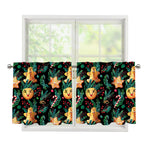 Watercolor Gingerbread Pattern Print Tier Curtains